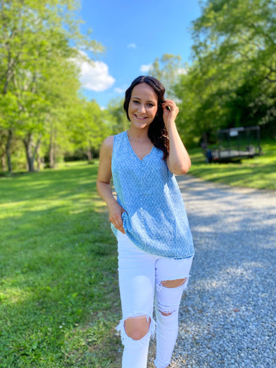 Denim Fringe Tank