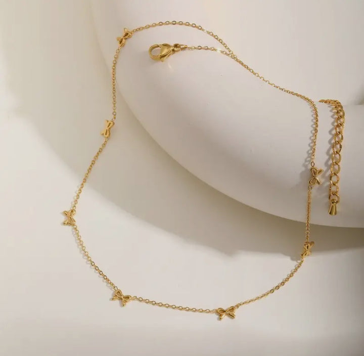 18k Stainless Steel Bow Tie Necklace