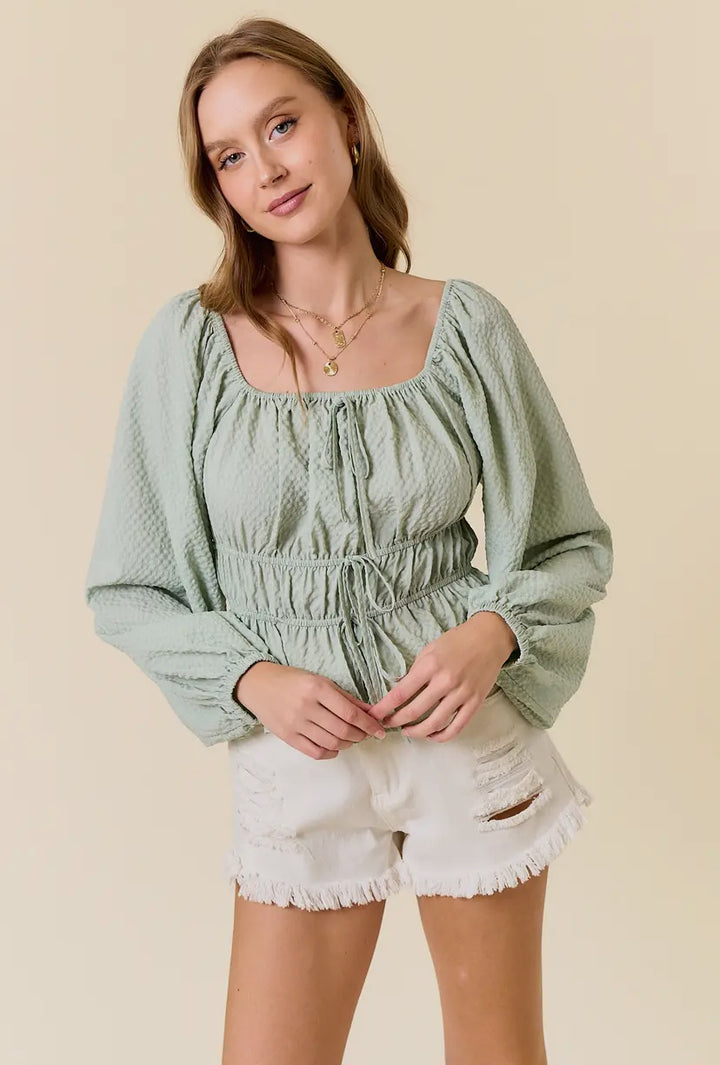The Remi | Square Neck Babydoll Longsleeve Top