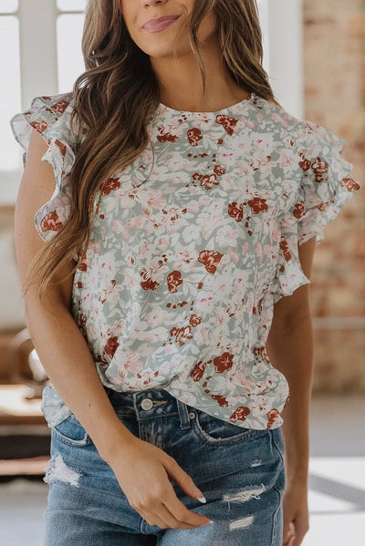 The Lilliana | Green Floral Blouse