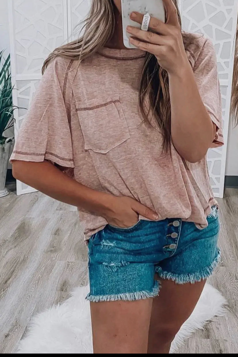 Reverse Seam Blush Tee