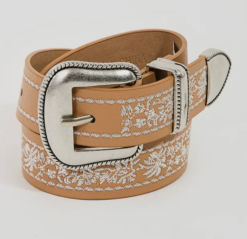 Embroidered Stitched Styling Belt