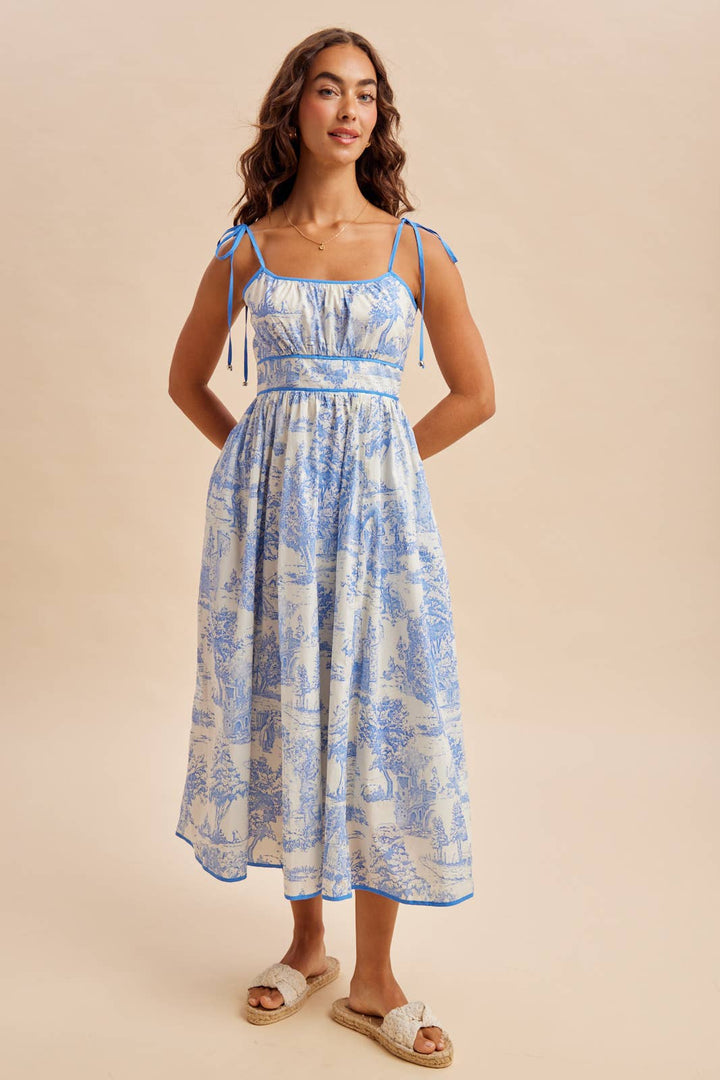 THE BRIELLE | COTTON TOILE SLEEVELESS MIDI DRESS