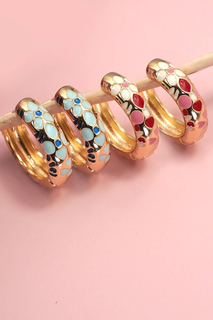 ENAMEL FLOWER HUGGIE HOOP EARRINGS
