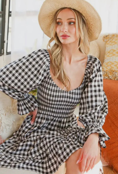The Darcy| Long Sleeve Checkered Dress