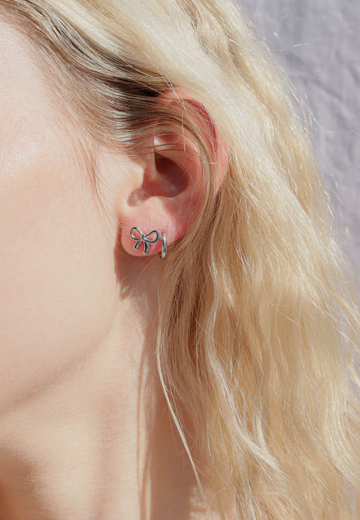 18k Gold Stainless Steel Baby Bow Studs