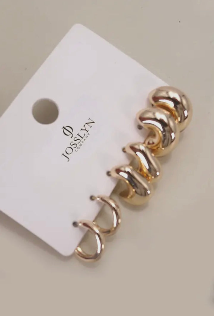 Bubble Hoop Huggie Trio