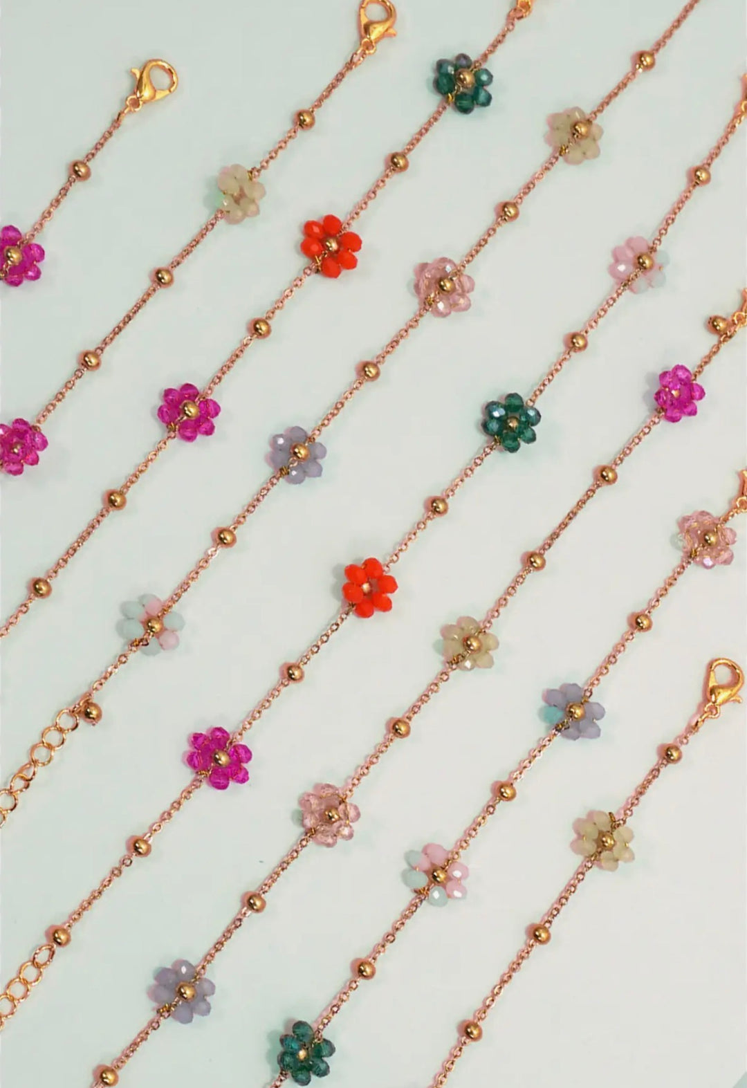 Summer Beaded Flower Charm Bracelets