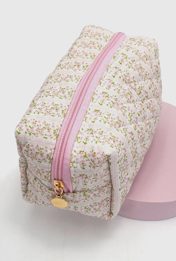 Cotton Ditsy Floral Quilted Makeup Bag
