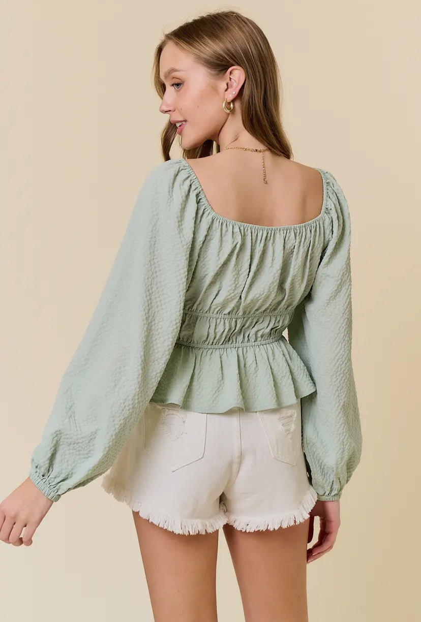 The Remi | Square Neck Babydoll Longsleeve Top