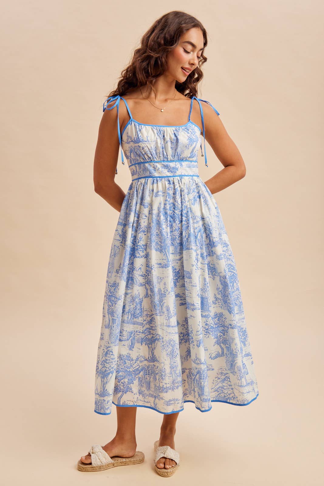 THE BRIELLE | COTTON TOILE SLEEVELESS MIDI DRESS