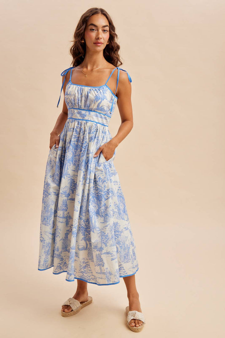 THE BRIELLE | COTTON TOILE SLEEVELESS MIDI DRESS