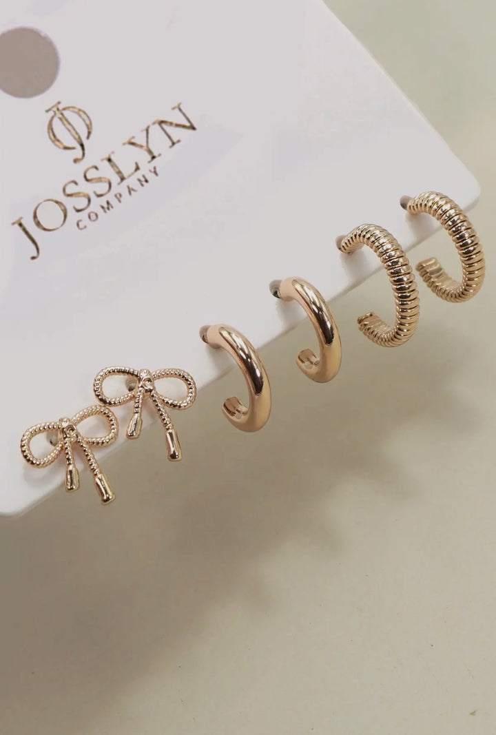 Mini Bow Huggie Hoop Trio
