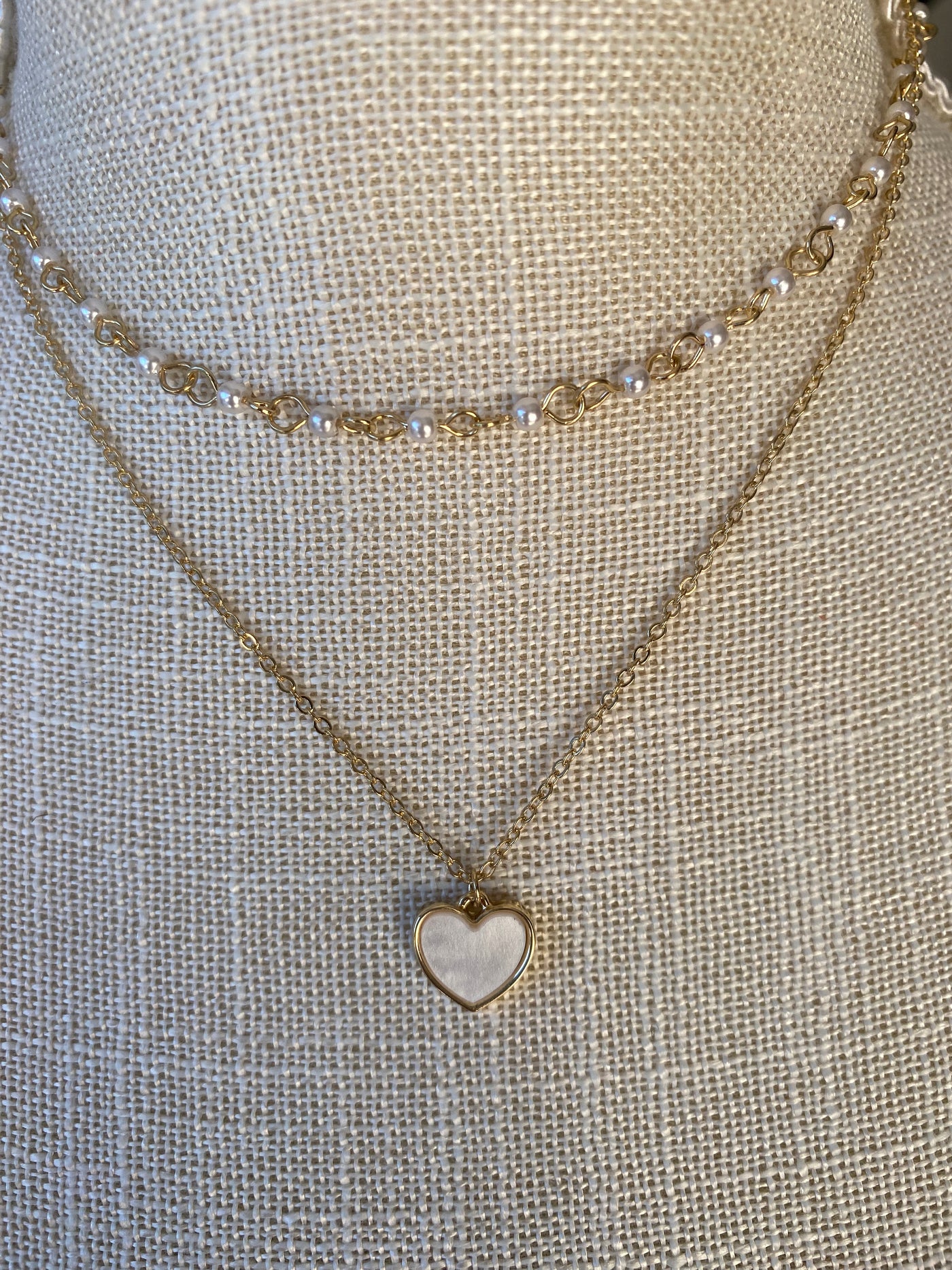 Opal Heart Layered Necklace