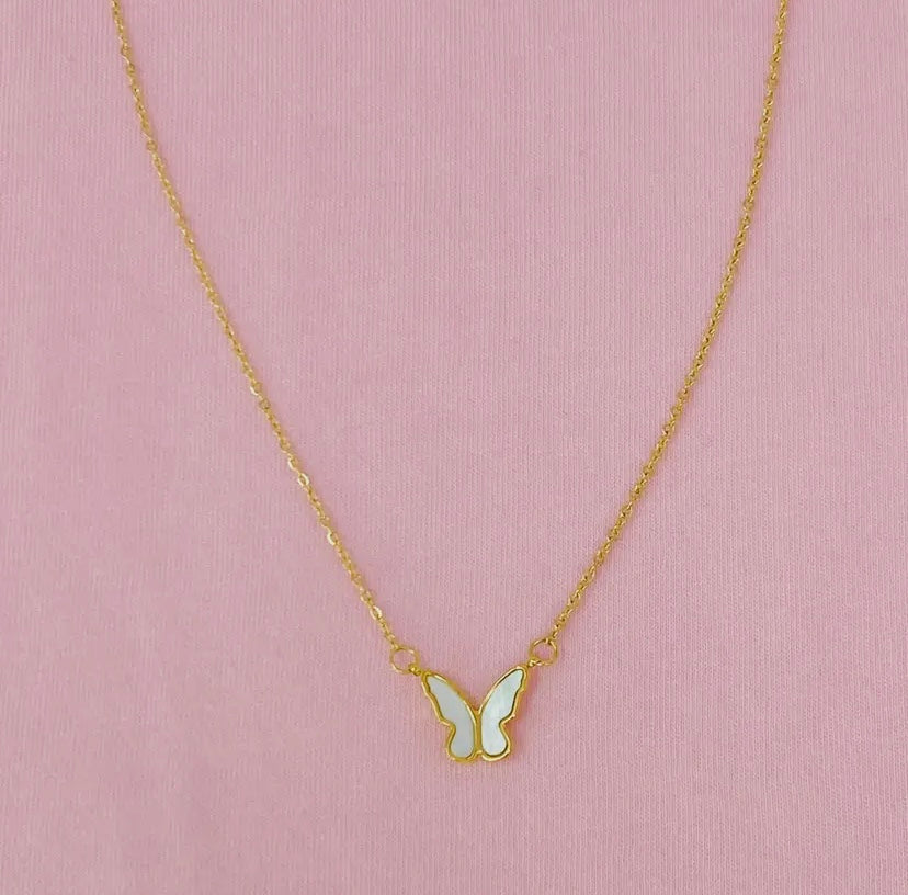 Single Opal Butterfly Necklace