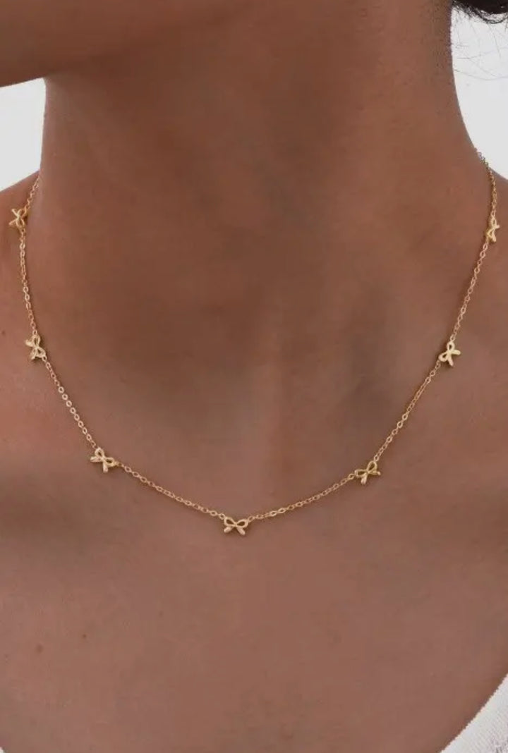 18k Stainless Steel Bow Tie Necklace