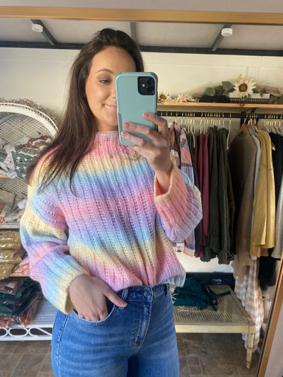 Rainbow Yarn Crop Sweater
