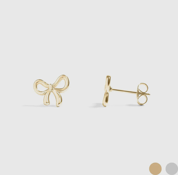 18k Gold Stainless Steel Baby Bow Studs