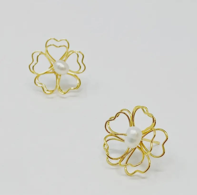 Pearl Flower Wired Studs