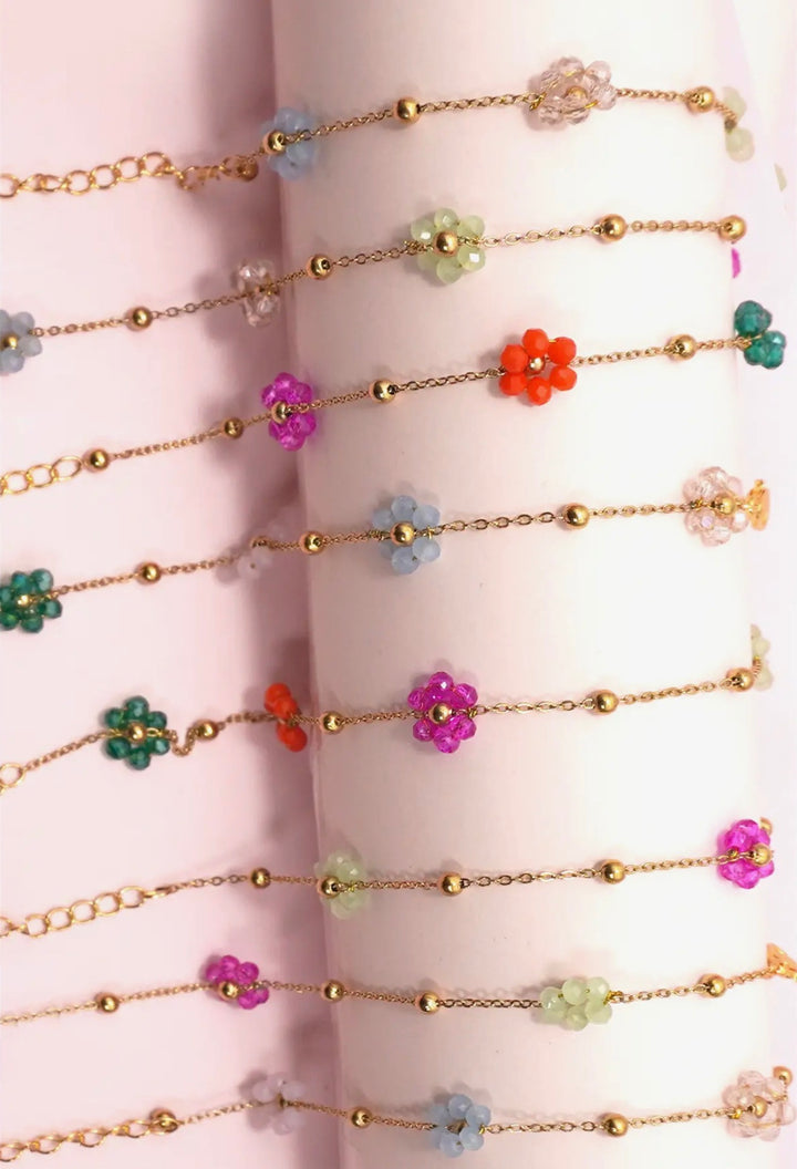 Summer Beaded Flower Charm Bracelets