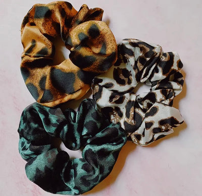 Leopard Silk Scrunchies