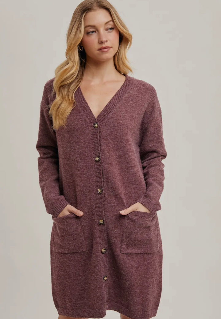 Oversized Plum Cardigan