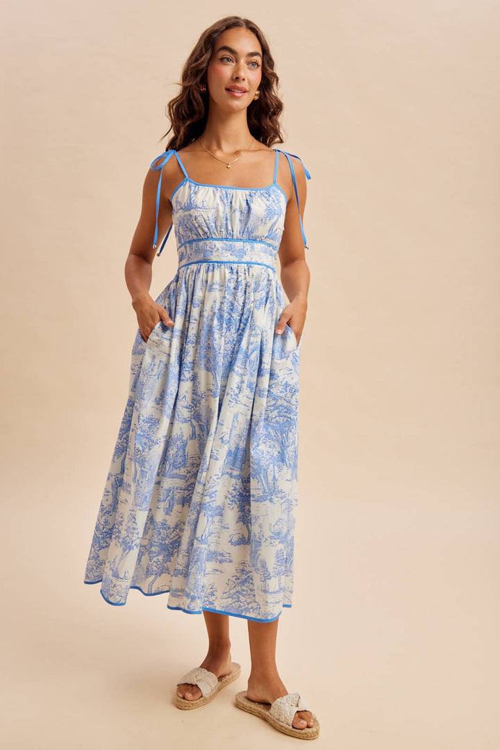 THE BRIELLE | COTTON TOILE SLEEVELESS MIDI DRESS