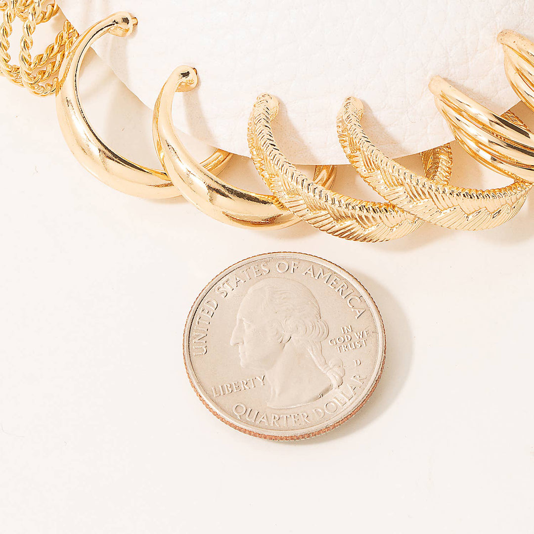 Five Pair Assorted Hoop Earrings Set