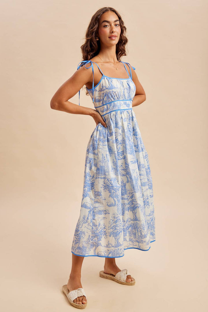 THE BRIELLE | COTTON TOILE SLEEVELESS MIDI DRESS