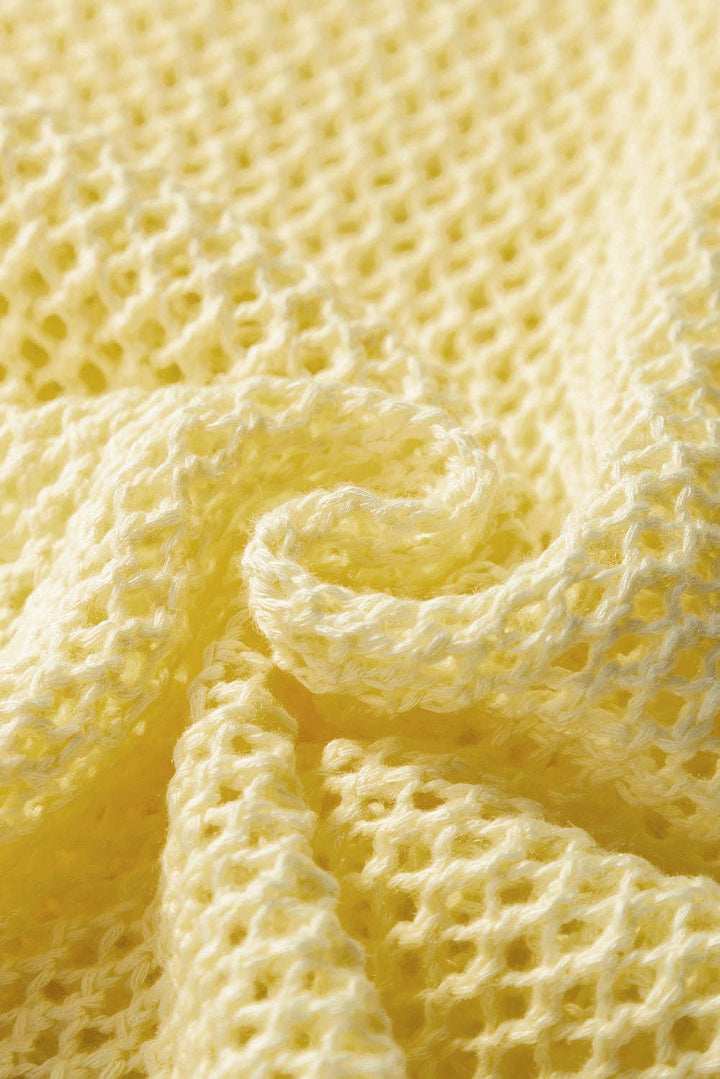 Solid Hollowed Knit Sleeveless Sweater Top