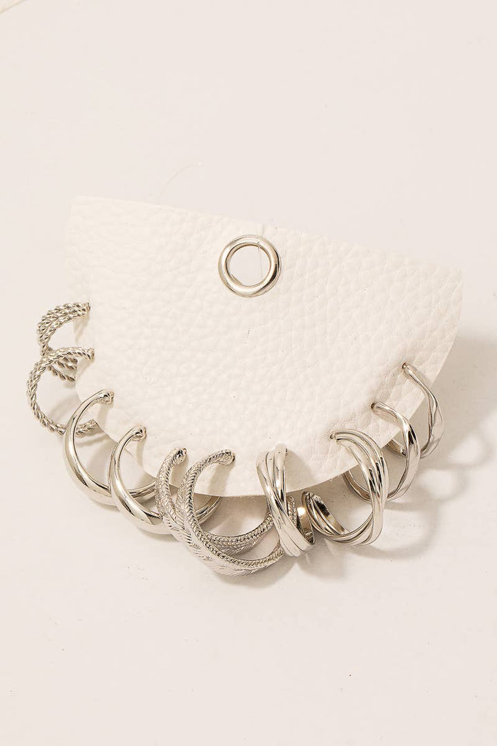 Five Pair Assorted Hoop Earrings Set