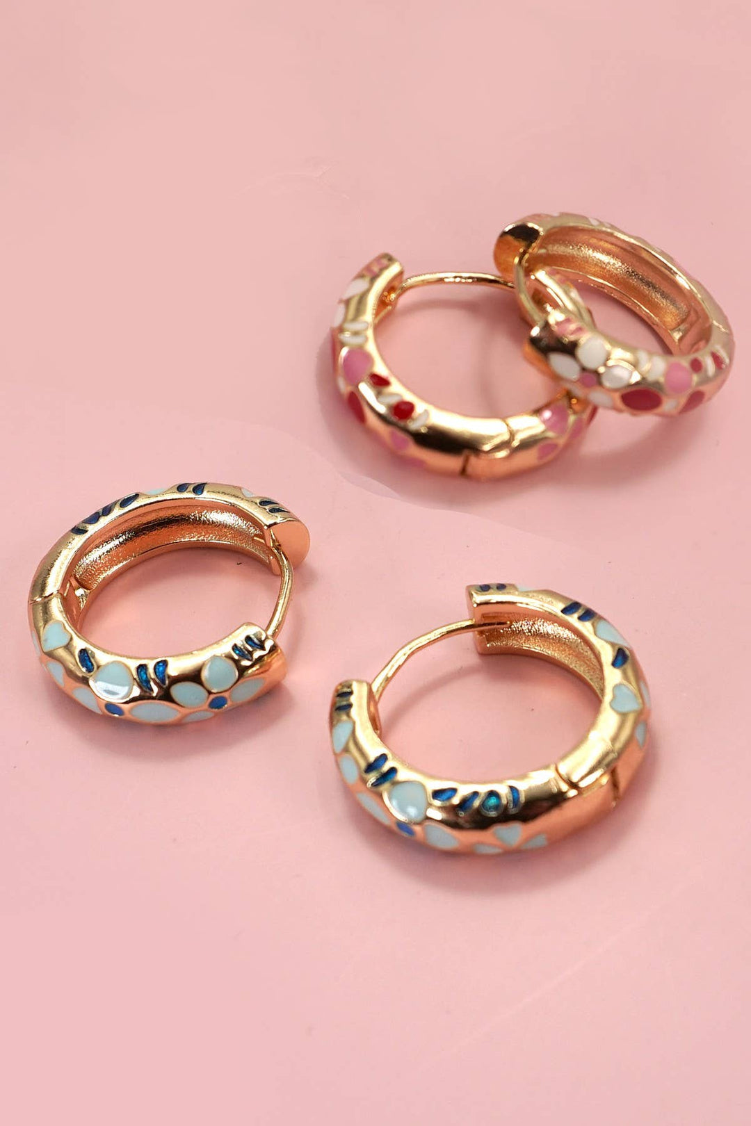 ENAMEL FLOWER HUGGIE HOOP EARRINGS