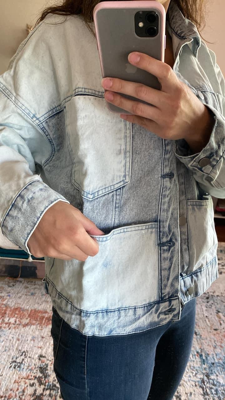 Patched Jean Shacket