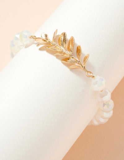 Gold Leaf Beaded Bracelet