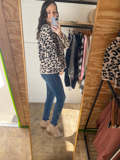 Cheetah Button Up Pullover
